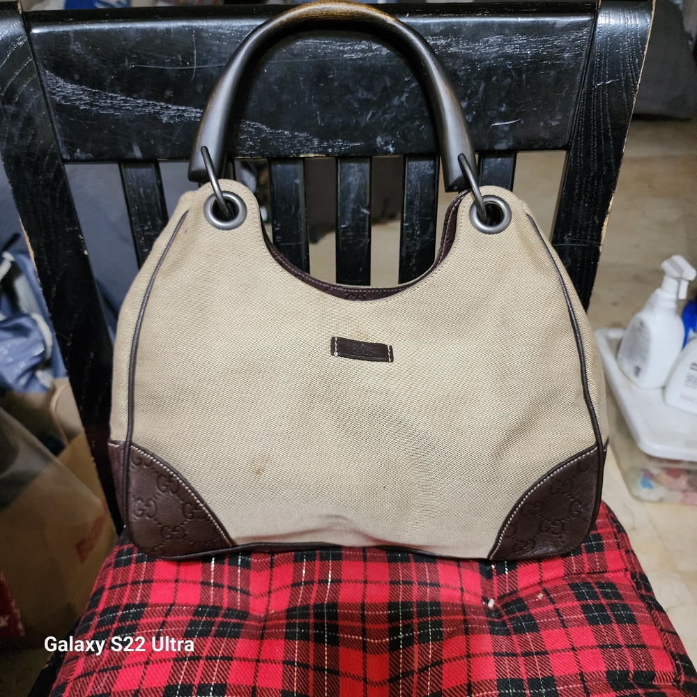 Gucci Beige and Dark Brown Shoulder Bag